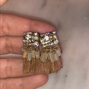 Rhinestone and chain tassel earrings